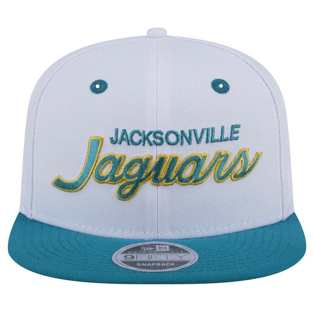 Jacksonville Jaguars New Era Throwback Sparky Original Fit 9FIFTY Snapback Hat White/Teal