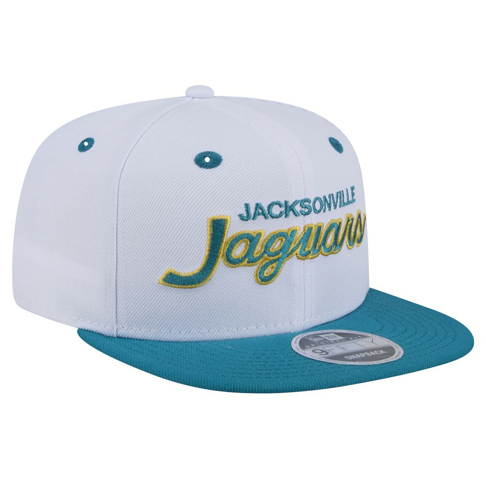 Jacksonville Jaguars New Era Throwback Sparky Original Fit 9FIFTY Snapback Hat White/Teal
