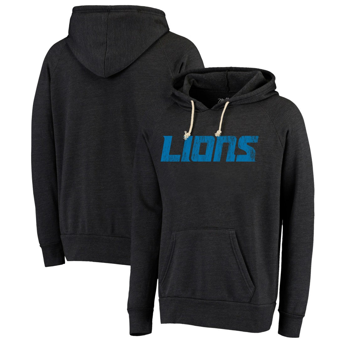 Detroit Lions Majestic Threads Raglan Tri-Blend Pullover Hoodie Black