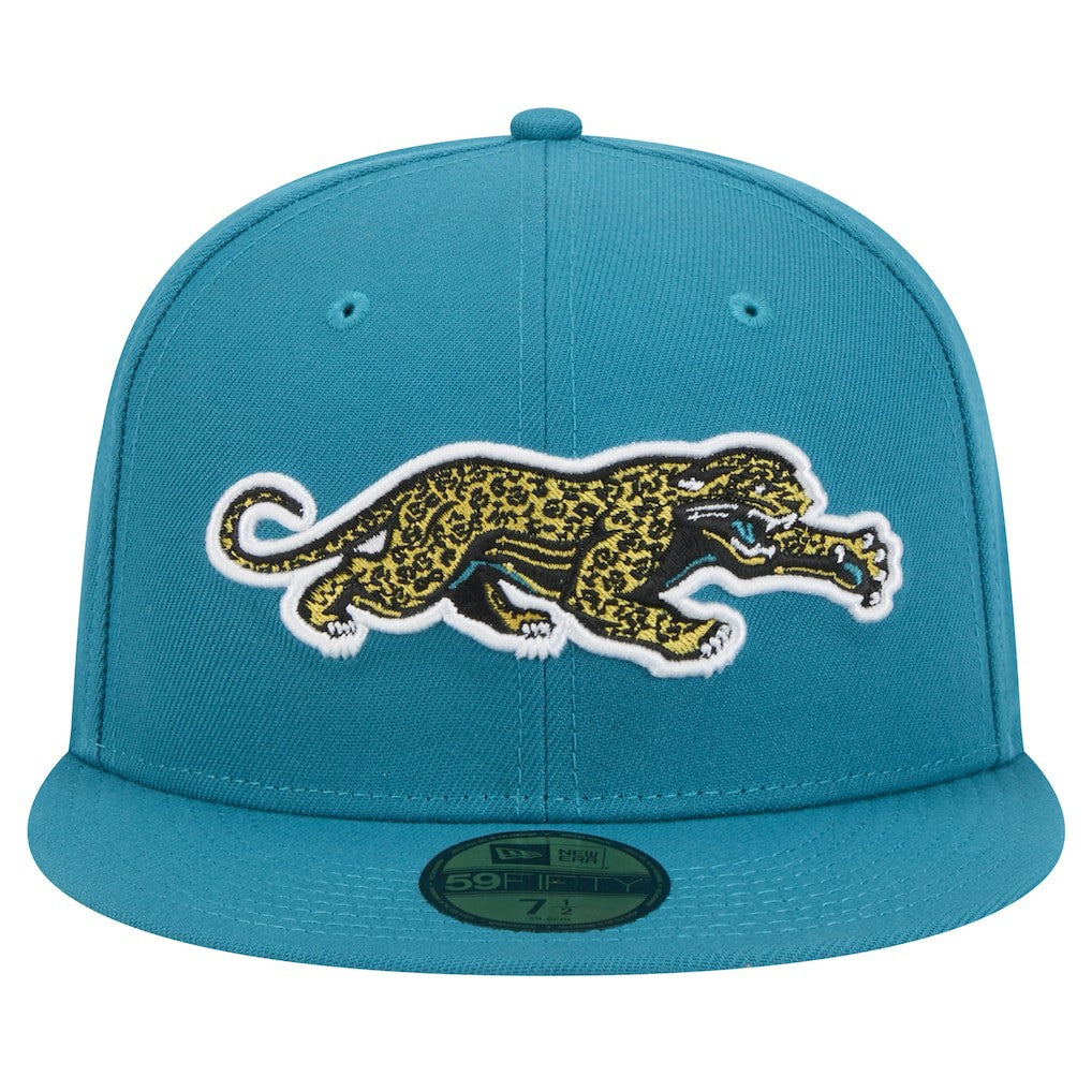 Jacksonville Jaguars New Era Throwback Crawl Omaha 59FIFTY Fitted Hat Teal