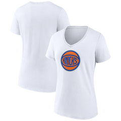 New York Knicks Women's Alternate Logo V-Neck T-Shirt White
