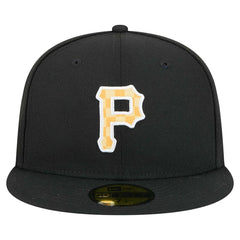 Pittsburgh Pirates New Era Checkered Undervisor 59FIFTY Fitted Hat - Black Hats