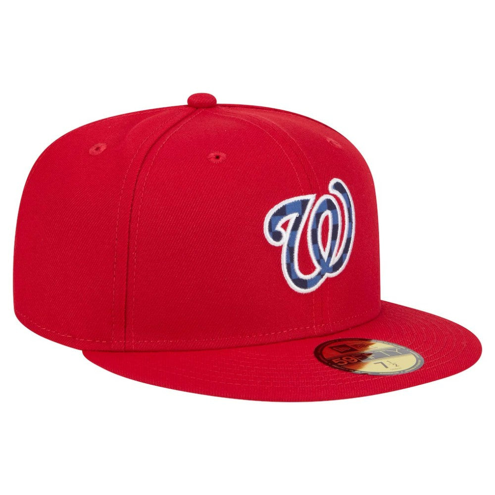 Washington Nationals New Era Checkered Undervisor 59FIFTY Fitted Hat - Red Hats