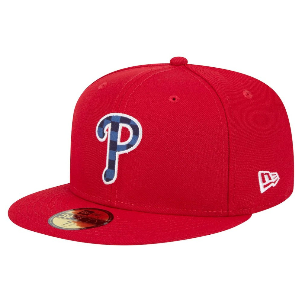 Philadelphia Phillies New Era Checkered Undervisor 59FIFTY Fitted Hat - Red Hats