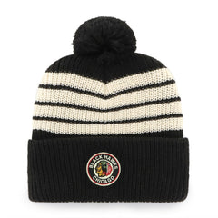 NHL Chicago Blackhawks '47 Old Time Hockey Barn Cuffed Knit Hat with Pom - Black