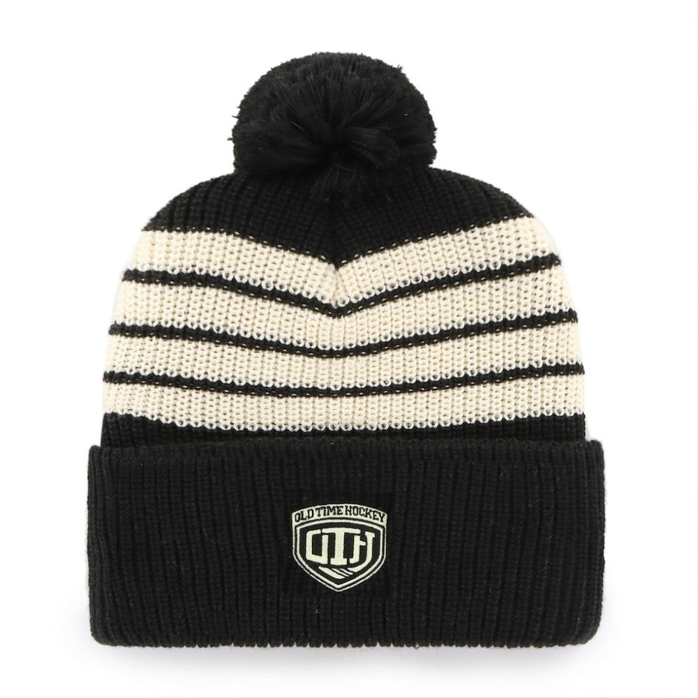 NHL Chicago Blackhawks '47 Old Time Hockey Barn Cuffed Knit Hat with Pom - Black