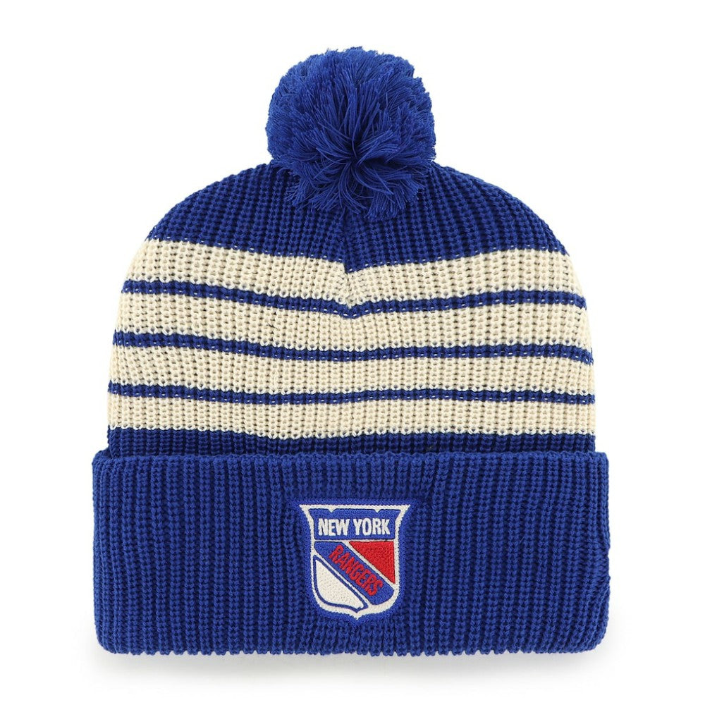 NHL New York Rangers '47 Old Time Hockey Barn Cuffed Knit Hat with Pom - Blue