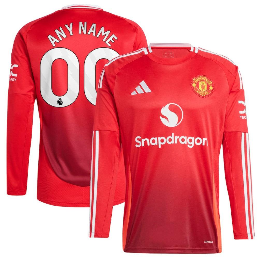 Manchester United 2024/25 Home Long Sleeve Replica Custom Jersey Red