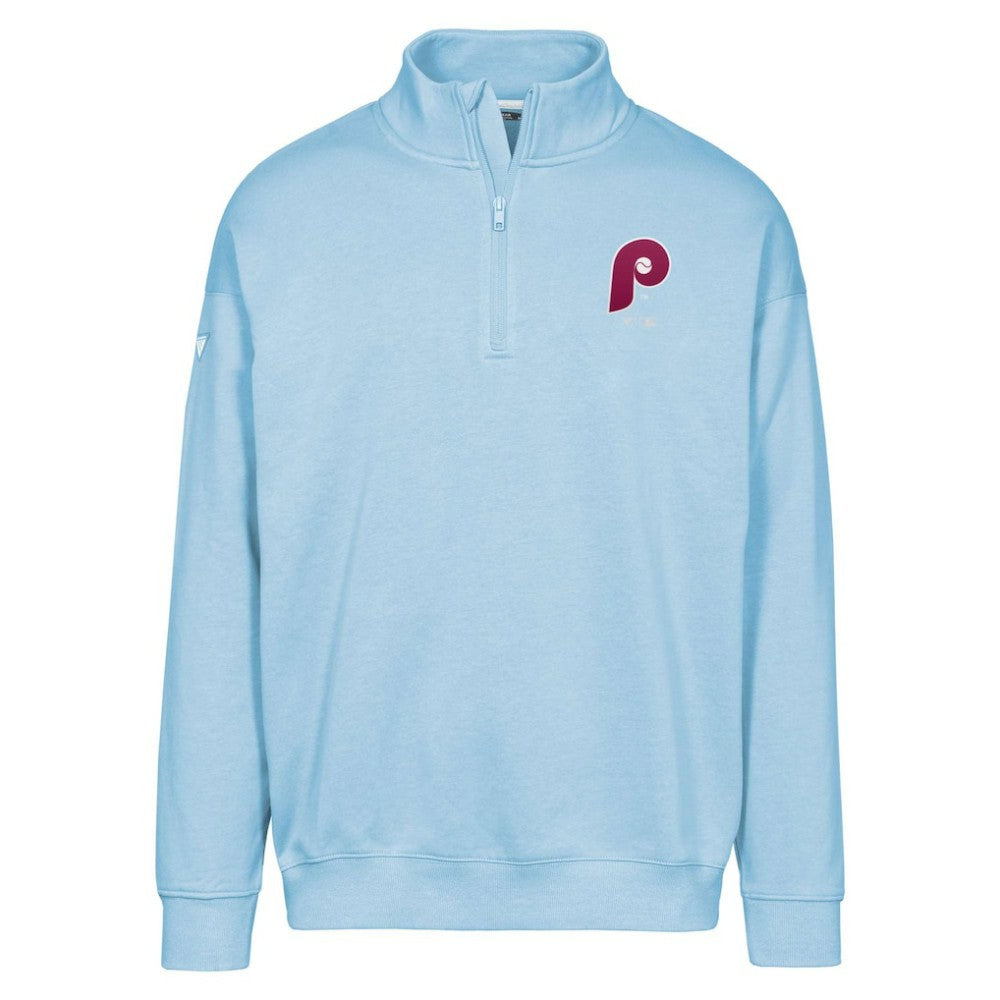 Philadelphia Phillies Levelwear Murray Core Logo Quarter-Zip Pullover Top - Light Blue Pullover