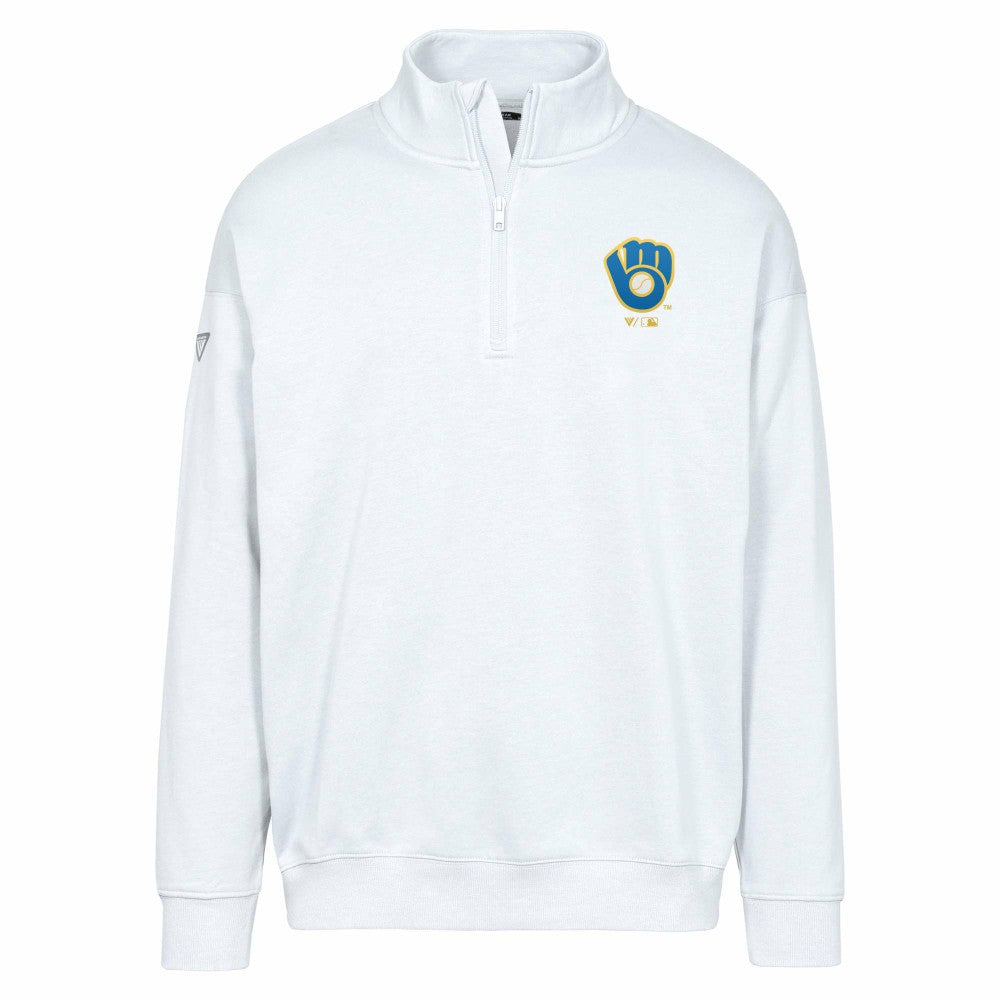 Milwaukee Brewers Levelwear Murray Core Logo Quarter-Zip Pullover Top - White Pullover