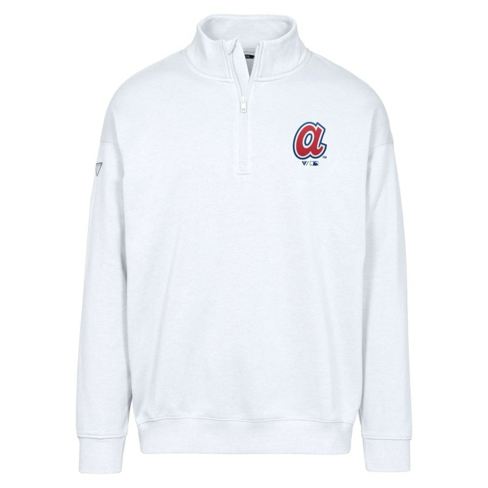 Atlanta Braves Levelwear Murray Core Logo Quarter-Zip Pullover Top - White Pullover