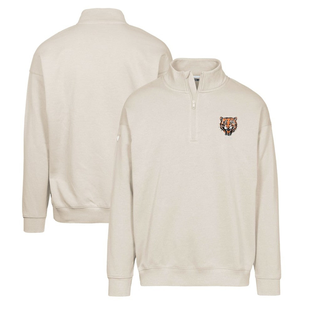 Detroit Tigers Levelwear Murray Core Logo Quarter-Zip Pullover Top - Khaki Pullover