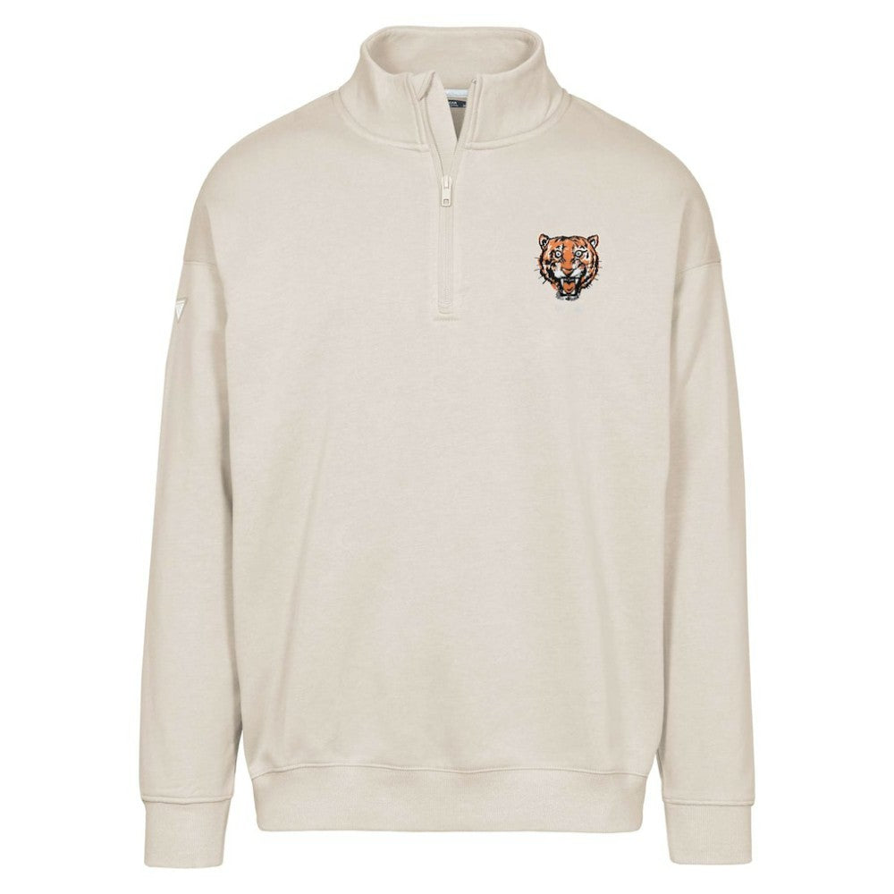 Detroit Tigers Levelwear Murray Core Logo Quarter-Zip Pullover Top - Khaki Pullover