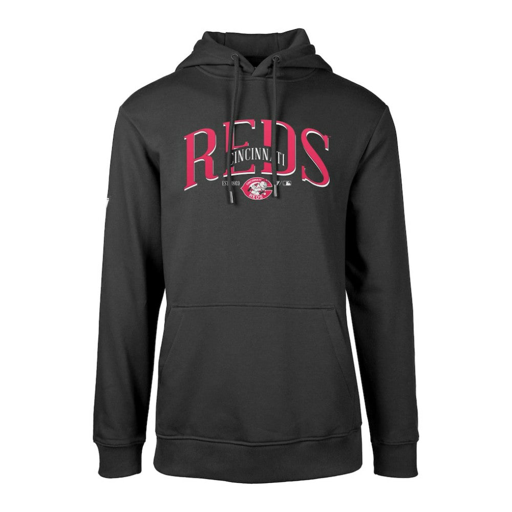 Cincinnati Reds Levelwear Cooperstown Collection Podium Retro Spellout Pullover Hoodie - Black Hoodies
