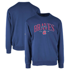 Atlanta Braves Levelwear Zane Cooperstown Collection Retro Spellout Pullover Sweatshirt - Royal Pullover
