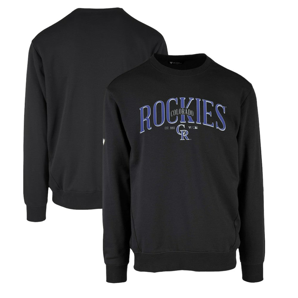 Colorado Rockies Levelwear Zane Cooperstown Collection Retro Spellout Pullover Sweatshirt - Black Pullover