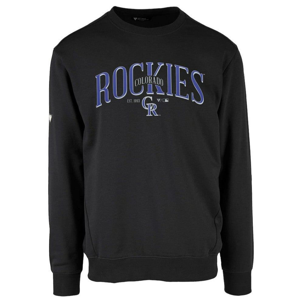 Colorado Rockies Levelwear Zane Cooperstown Collection Retro Spellout Pullover Sweatshirt - Black Pullover