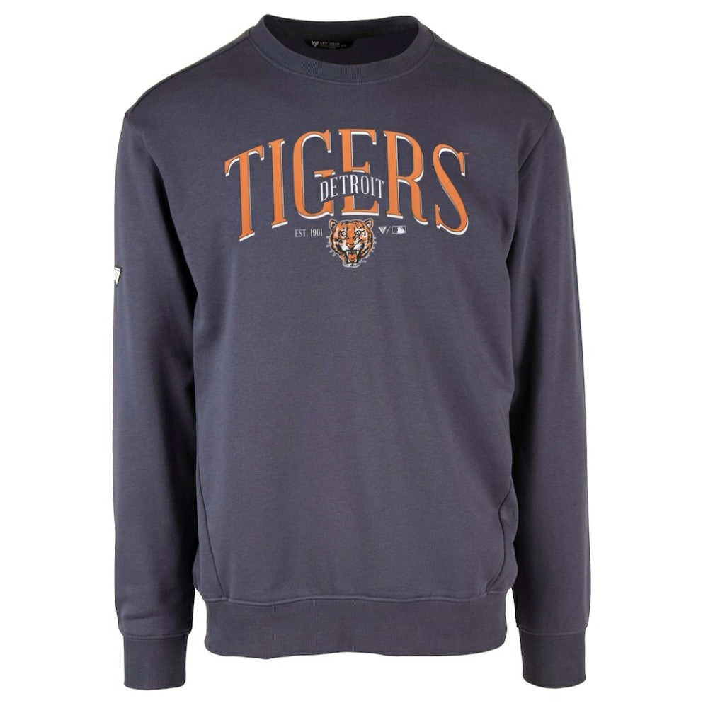 Detroit Tigers Levelwear Zane Cooperstown Collection Retro Spellout Pullover Sweatshirt - Navy Pullover