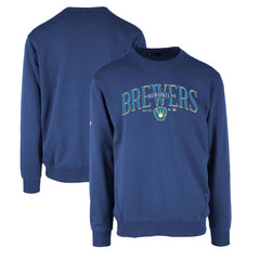 Milwaukee Brewers Levelwear Zane Cooperstown Collection Retro Spellout Pullover Sweatshirt - Royal Pullover