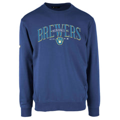 Milwaukee Brewers Levelwear Zane Cooperstown Collection Retro Spellout Pullover Sweatshirt - Royal Pullover