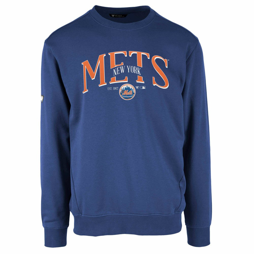New York Mets Levelwear Zane Cooperstown Collection Retro Spellout Pullover Sweatshirt - Royal Pullover