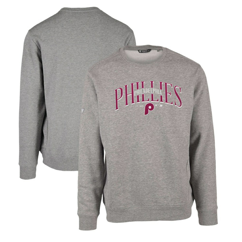Philadelphia Phillies Levelwear Zane Cooperstown Collection Retro Spellout Pullover Sweatshirt - Gray Pullover