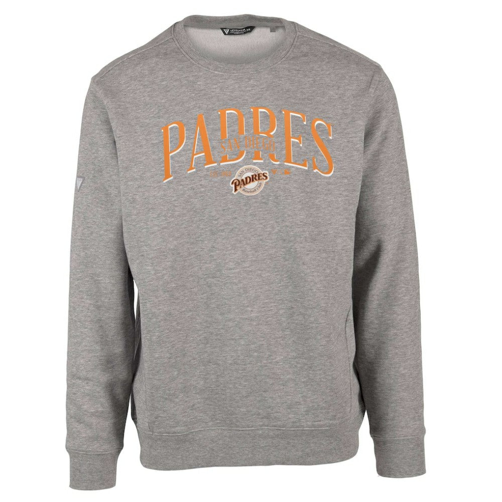 San Diego Padres Levelwear Zane Cooperstown Collection Retro Spellout Pullover Sweatshirt - Gray Pullover