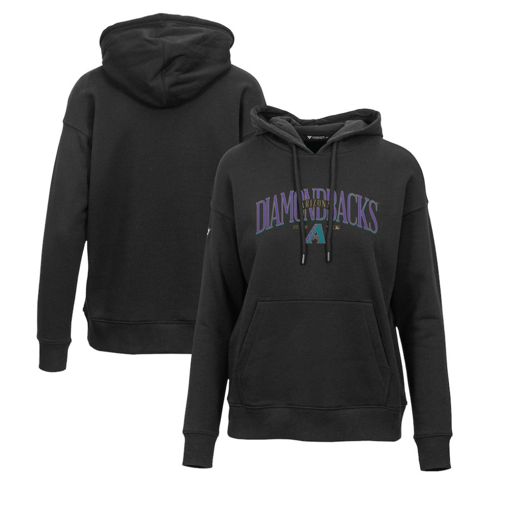 Arizona Diamondbacks Levelwear Women's Adorn Cooperstown Collection Retro Spellout Pullover Hoodie - Black Hoodies