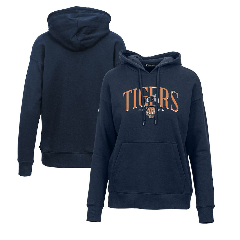 Detroit Tigers Levelwear Women's Adorn Cooperstown Collection Retro Spellout Pullover Hoodie - Navy Hoodies