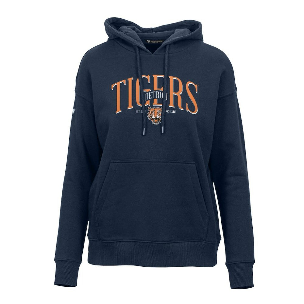 Detroit Tigers Levelwear Women's Adorn Cooperstown Collection Retro Spellout Pullover Hoodie - Navy Hoodies