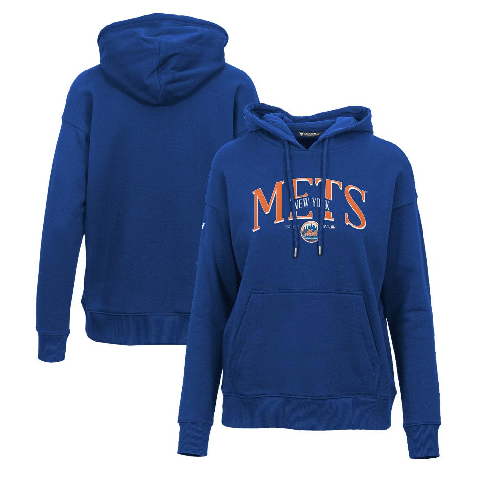 New York Mets Levelwear Women's Adorn Cooperstown Collection Retro Spellout Pullover Hoodie - Royal Hoodies
