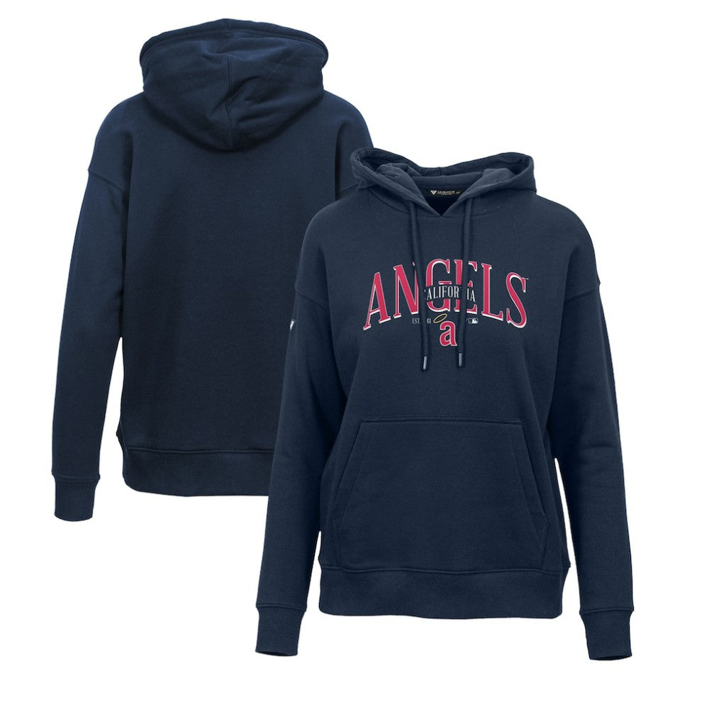 Los Angeles Angels Levelwear Women's Adorn Cooperstown Collection Retro Spellout Pullover Hoodie - Navy Hoodies
