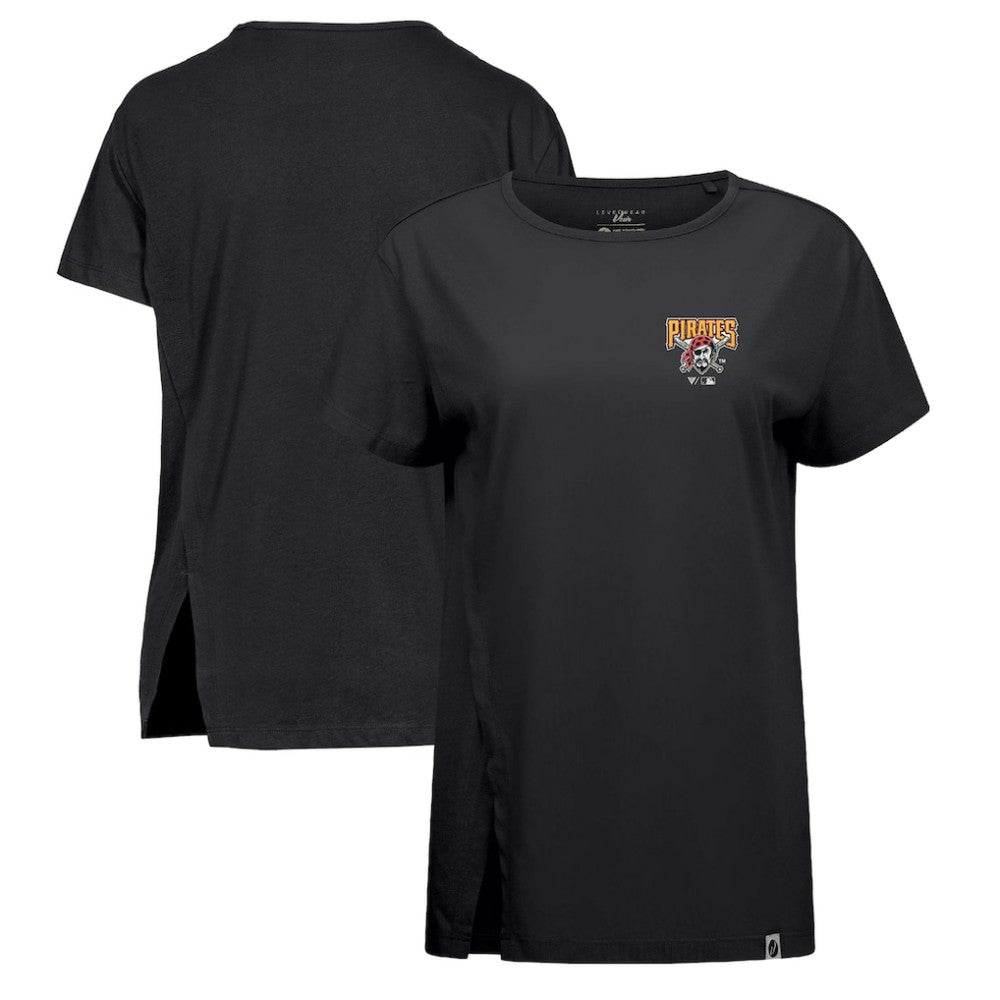 Pittsburgh Pirates Levelwear Women's Influx Cooperstown Core Logo T-Shirt - Black T-shirts