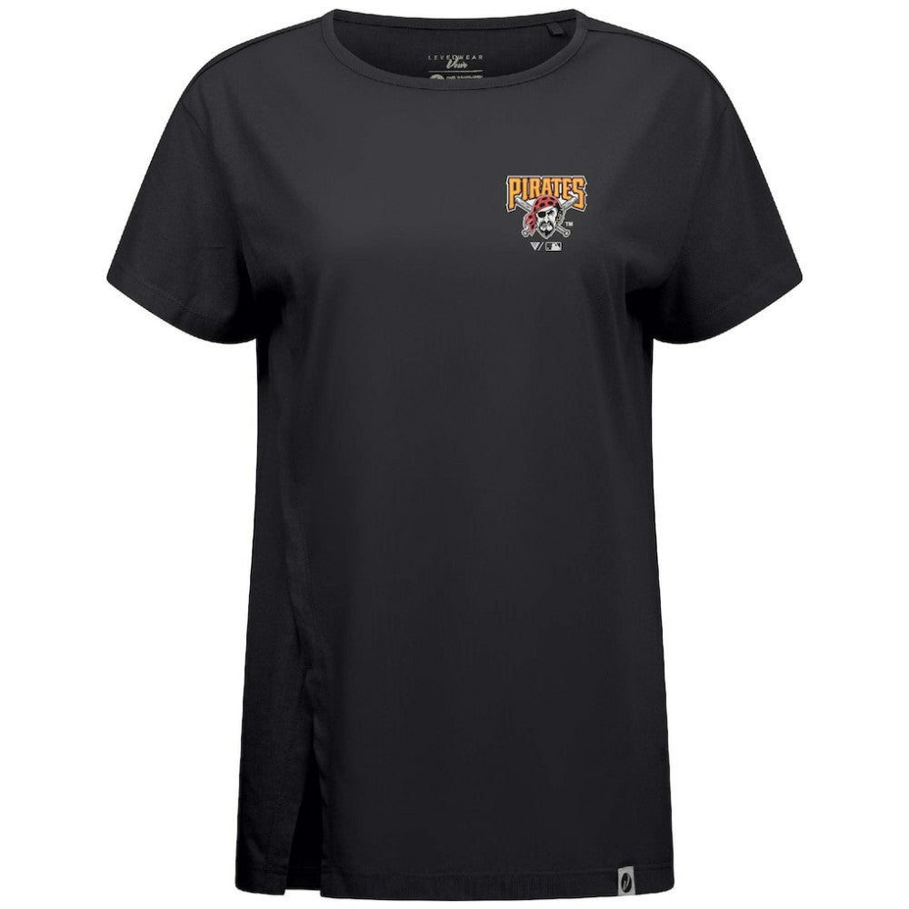 Pittsburgh Pirates Levelwear Women's Influx Cooperstown Core Logo T-Shirt - Black T-shirts