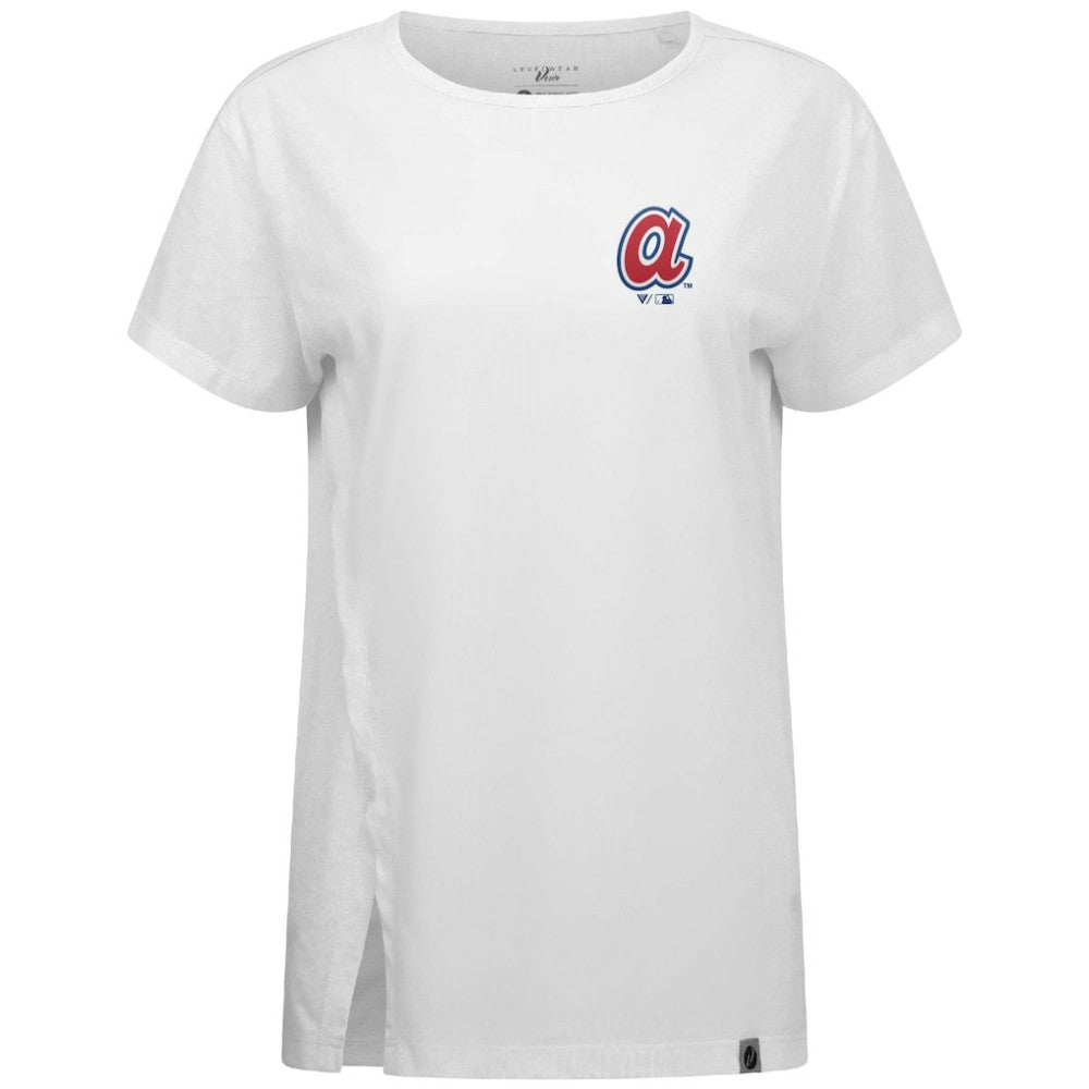 Atlanta Braves Levelwear Women's Influx Cooperstown Core Logo T-Shirt - White T-shirts