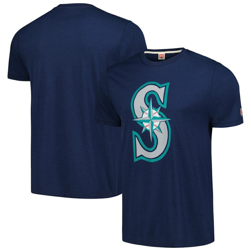 Seattle Mariners Homage Hand-Drawn Logo Tri-Blend T-Shirt - Navy T-shirts