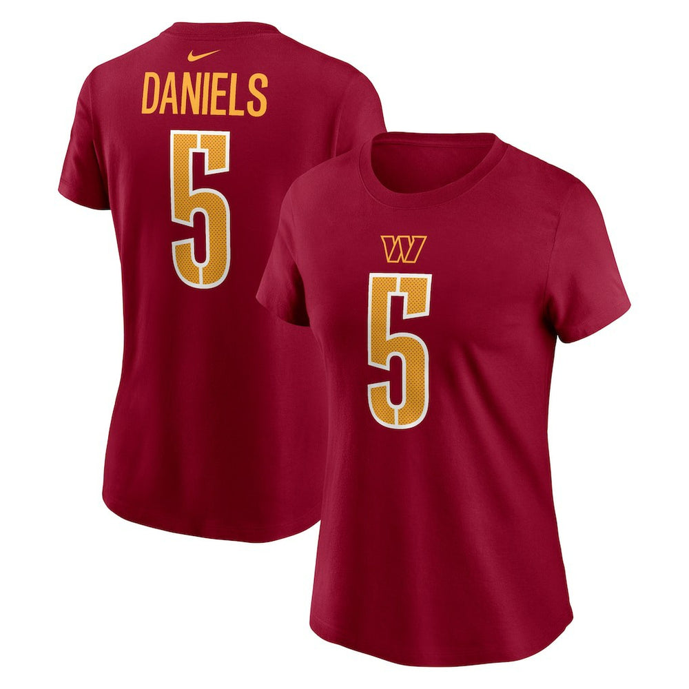 Jayden Daniels Washington Commanders Women's Name & Number T-Shirt Burgundy