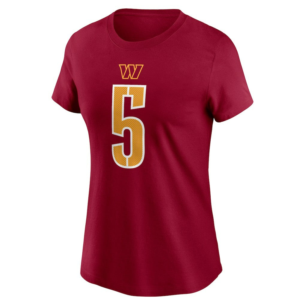 Jayden Daniels Washington Commanders Women's Name & Number T-Shirt Burgundy