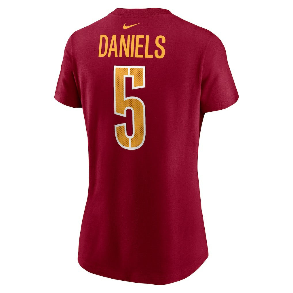 Jayden Daniels Washington Commanders Women's Name & Number T-Shirt Burgundy