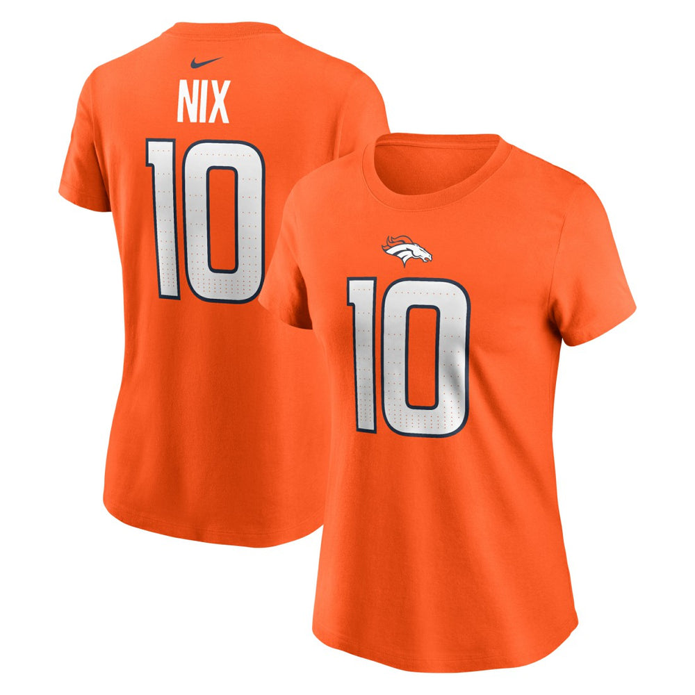 Bo Nix Denver Broncos Women's Name & Number T-Shirt Orange