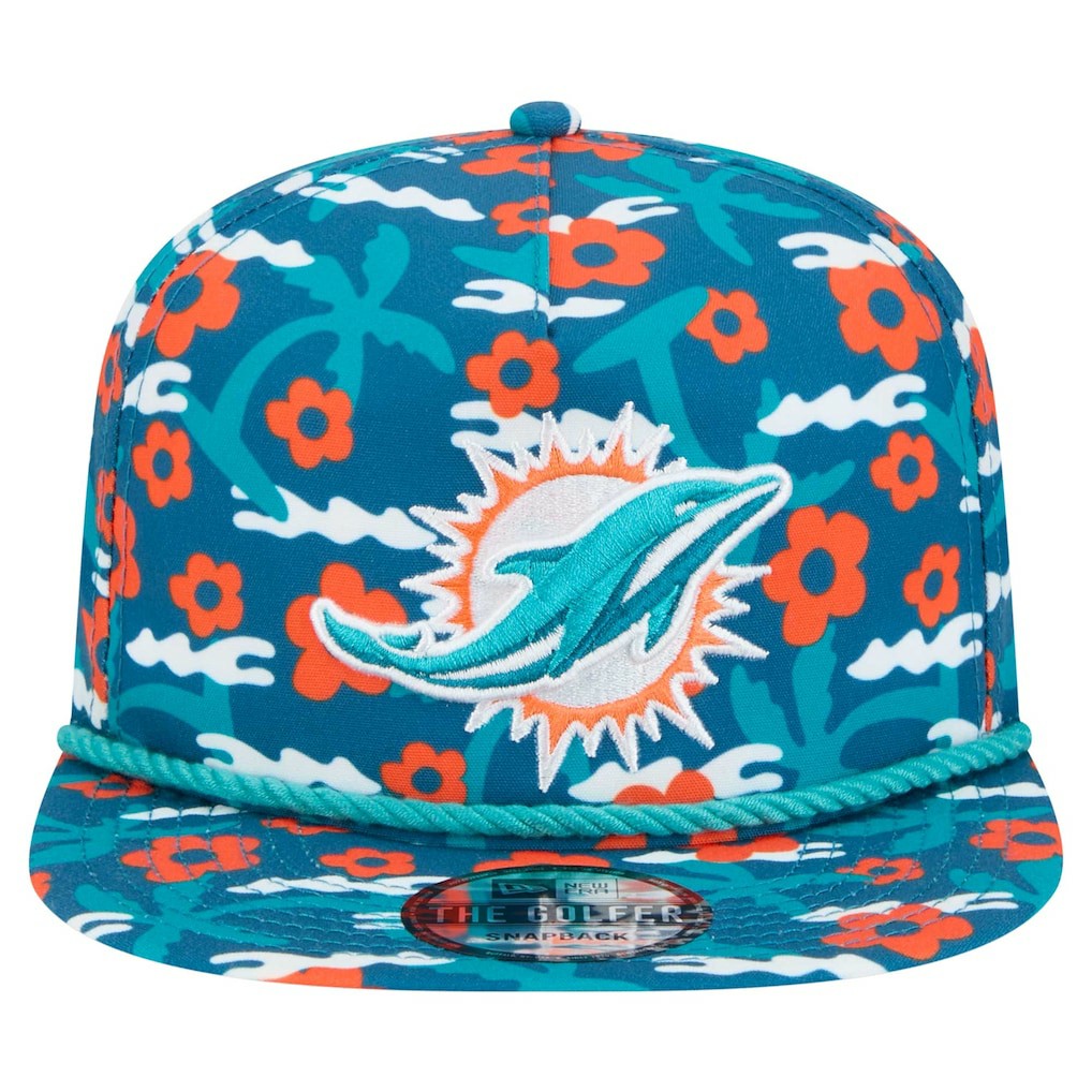 Miami Dolphins New Era Wakey Wakey Golfer Snapback Hat Aqua