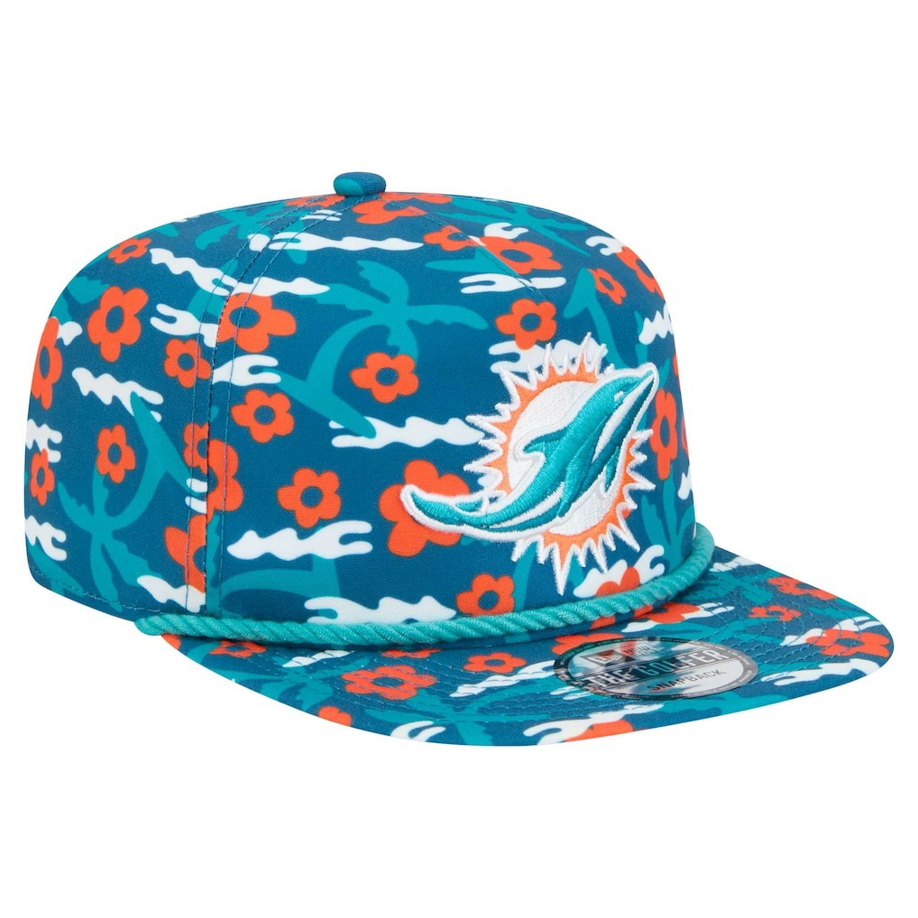 Miami Dolphins New Era Wakey Wakey Golfer Snapback Hat Aqua