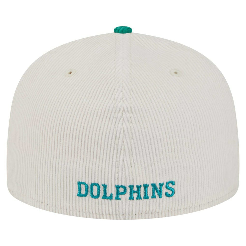Miami Dolphins New Era Throwback Corduroy 59FIFTY Fitted Hat Cream/Aqua