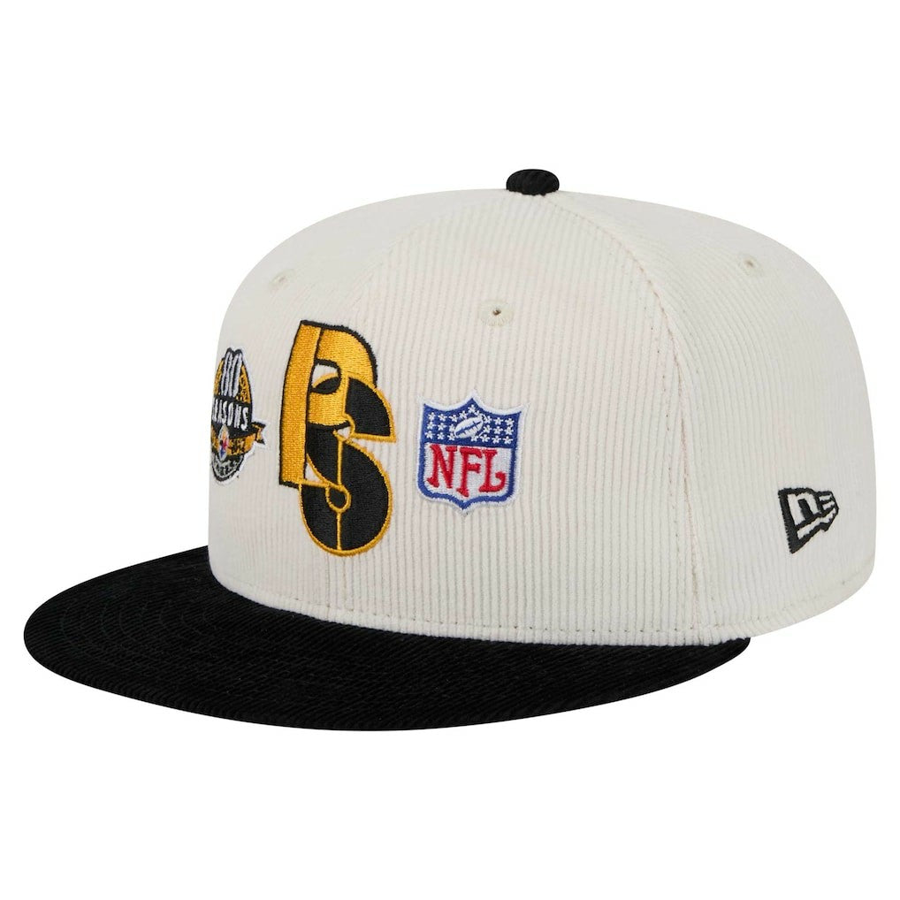 Pittsburgh Steelers New Era Corduroy 59FIFTY Fitted Hat Cream/Black