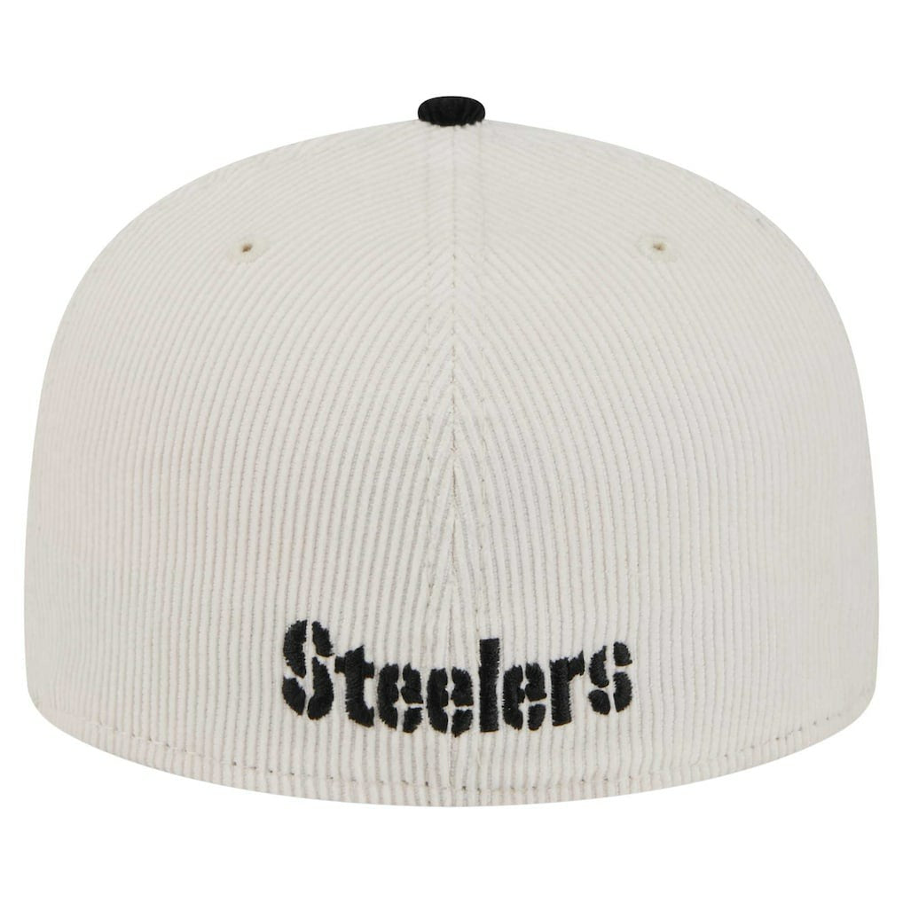 Pittsburgh Steelers New Era Corduroy 59FIFTY Fitted Hat Cream/Black