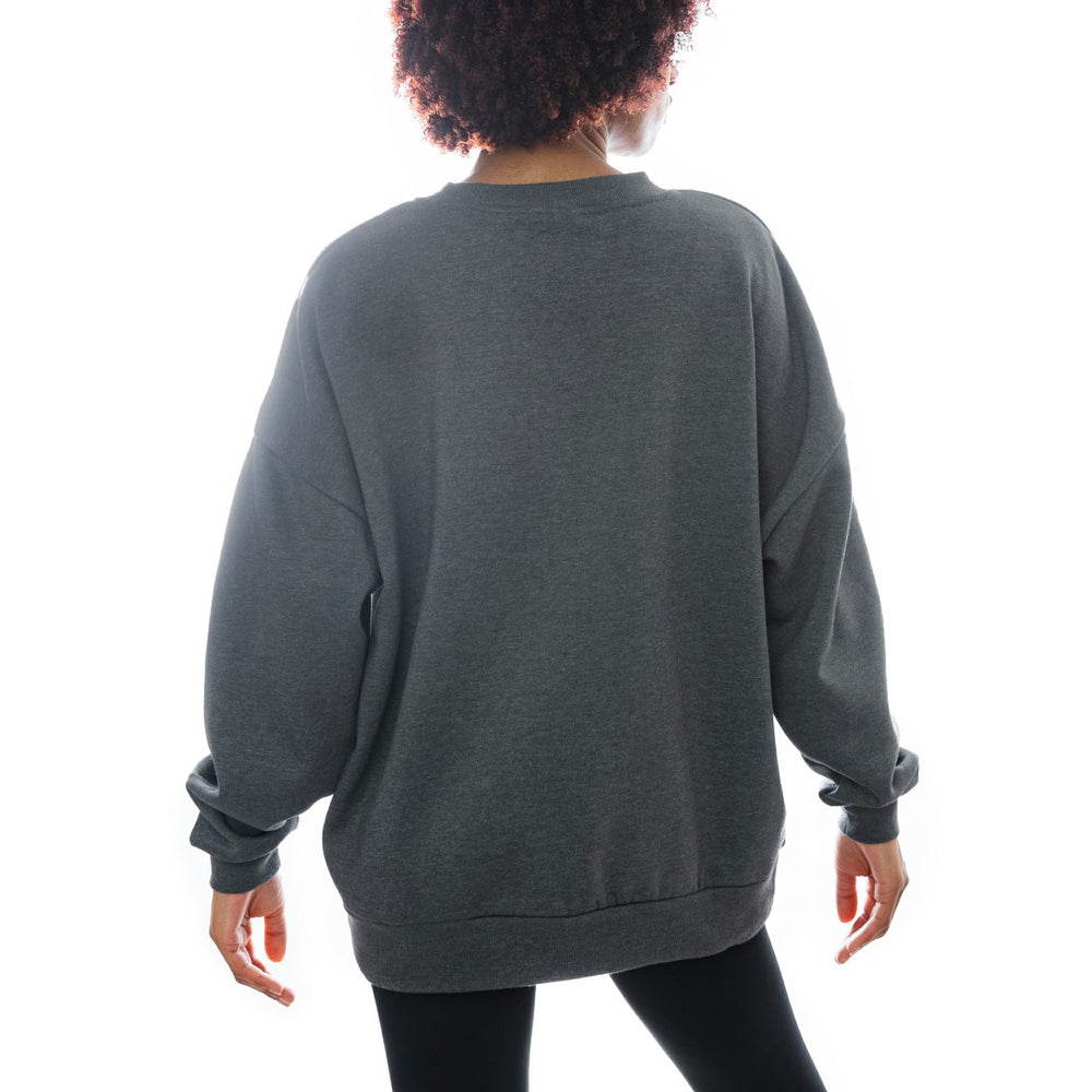 Houston Texans Gameday Couture Women's Oversized Long Weekend Premium Fleece Drop Shoulder Pullover Sweatshirt Charcoal