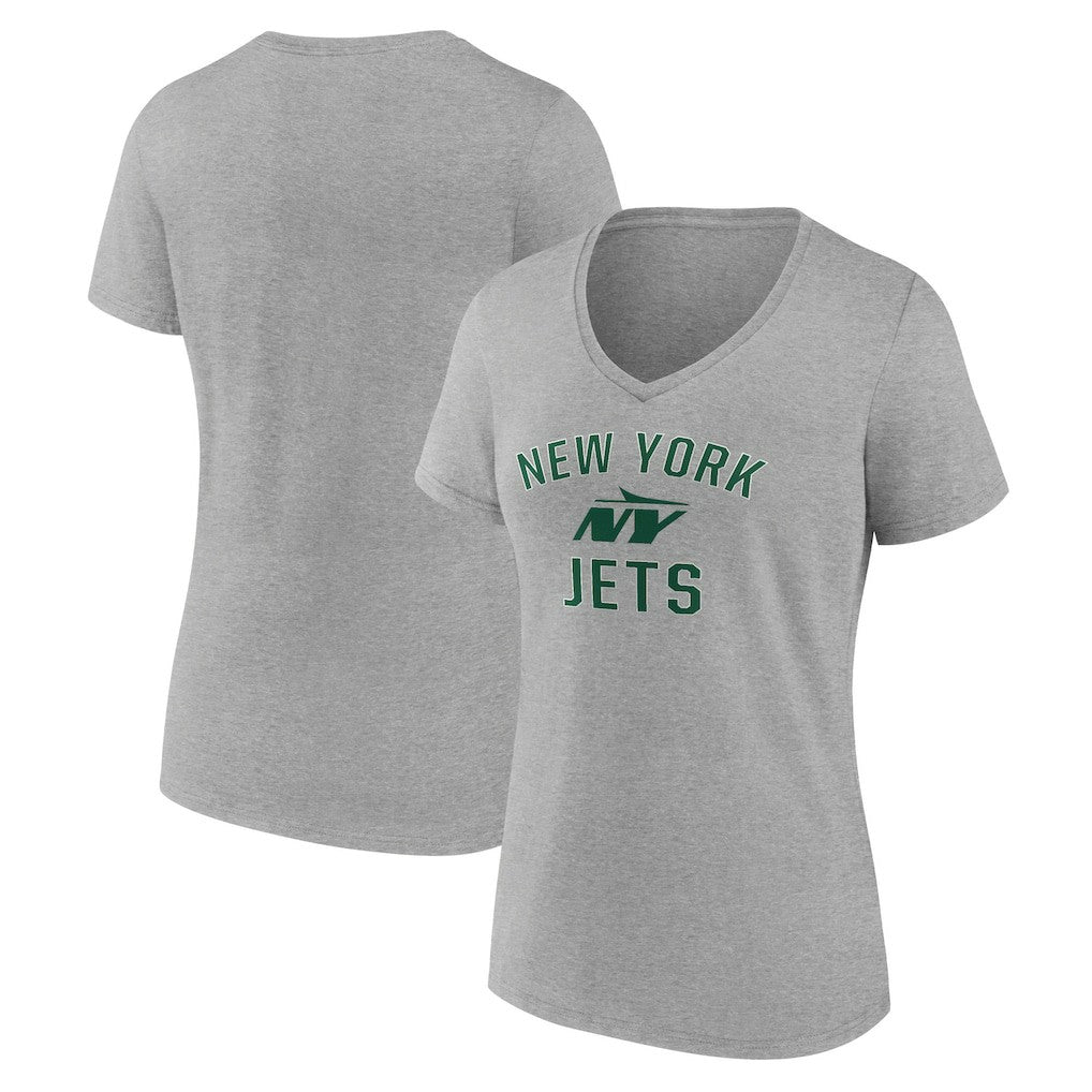 New York Jets Women's Victory Arch V-Neck T-Shirt Gray