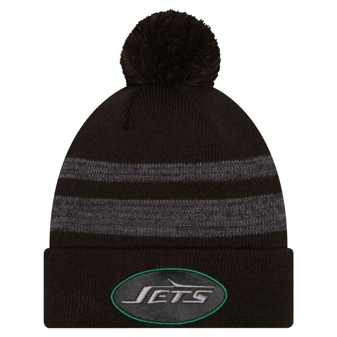 New York Jets New Era Black Dispatch Cuffed Knit Hat with Pom