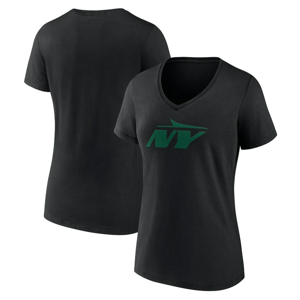 New York Jets Women's Secondary Logo V-Neck T-Shirt Black