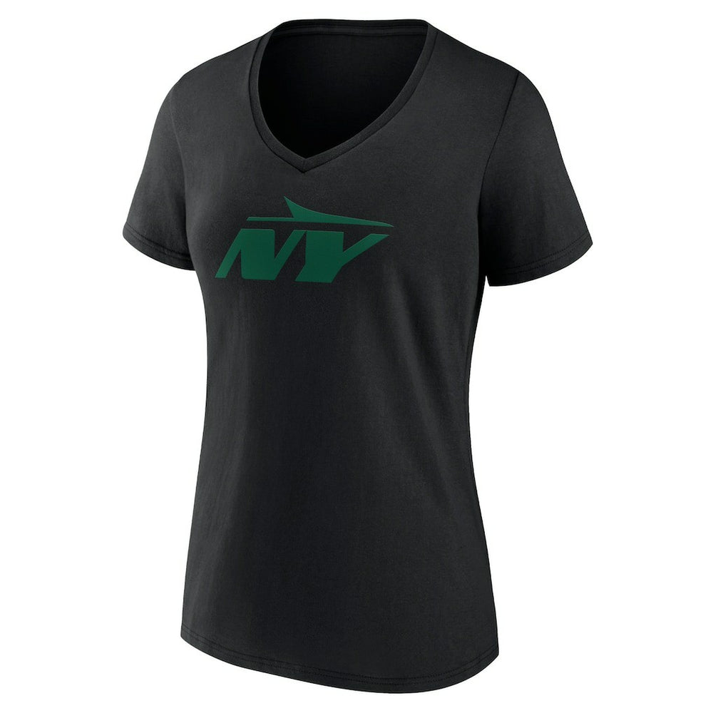 New York Jets Women's Secondary Logo V-Neck T-Shirt Black